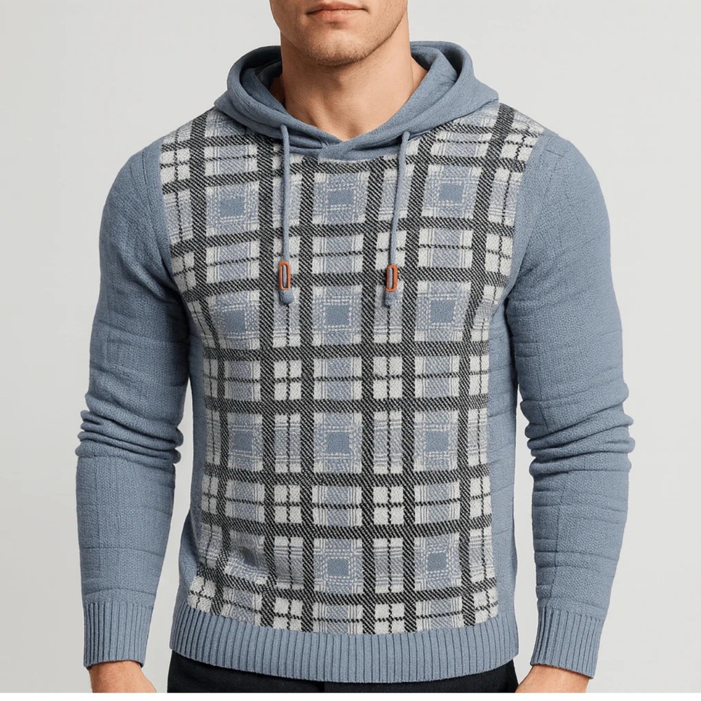 Men's hoodie with multicolored striped design for autumn and spring
